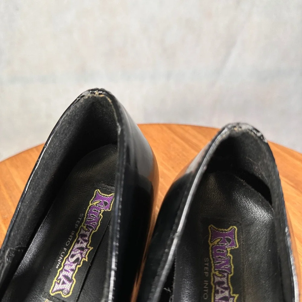 Funtasma Mary Jane Heels Women Size 8 Black Good Patent Block Heel Pump
